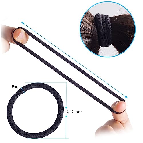 Sderoq 6mm Black Hair Ties 80-Piece Elastic Ponytail Holders for Thick Hair