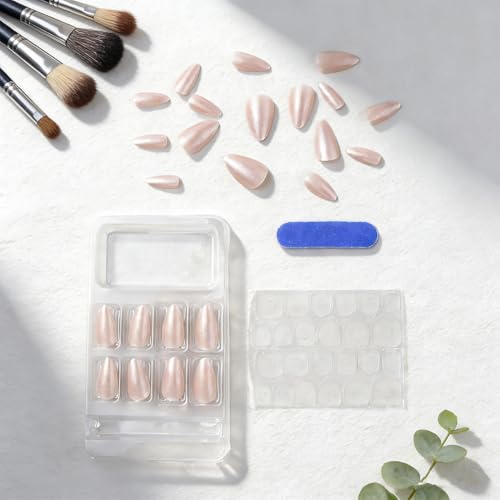 Cat Eye Press On Nails Almond Medium Pink Mermaid Reusable False Nails