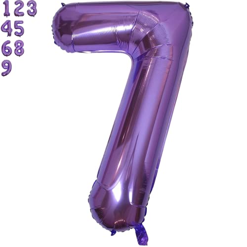 DIWULI 40 Inch Purple Number 7 Foil Balloon for Birthday Party