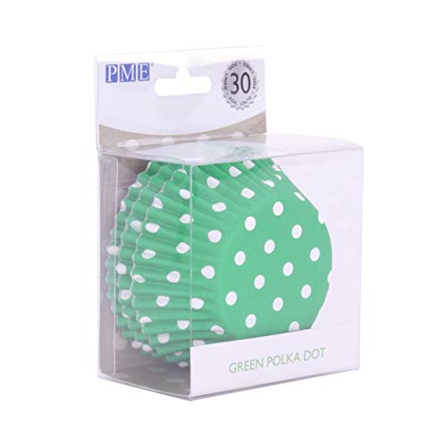 PME Green Polka Dot Baking Cups - Foil Lined, Pack of 30
