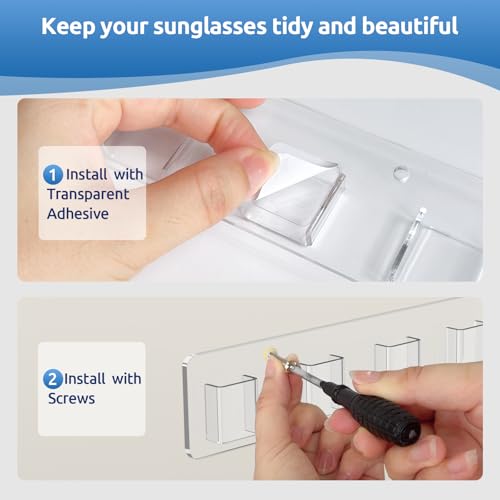 Wall Glasses Organizer 2 Pack – Acrylic Eyewear Display Shelf for Sunglasses & Glasses