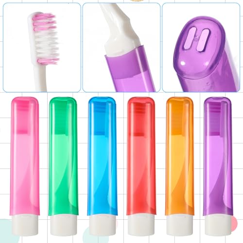 6 Pcs Travel Toothbrush Set, Portable Foldable Toothbrushes with Case