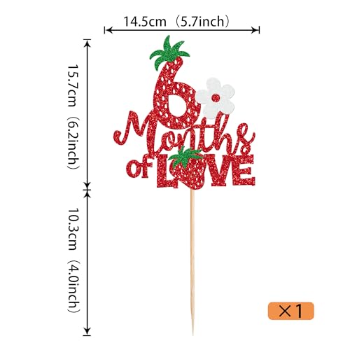 Strawberry Happy 6 Months Cake Topper - Half Birthday Decoration