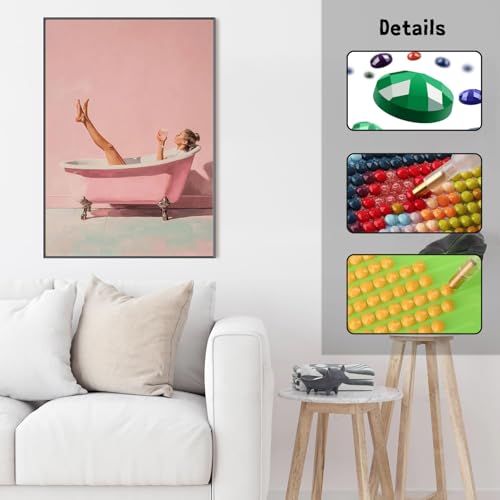 GUMITOON Pink Bathroom Diamond Art Kit - Full Drill 12"x16"