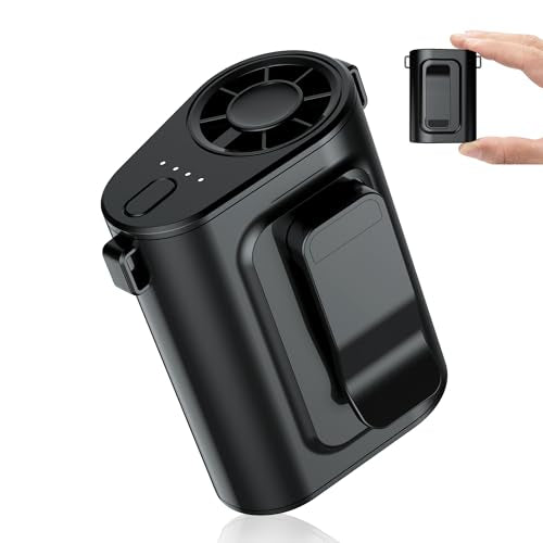Luienao Portable Waist Fan - Rechargeable Wearable Clip-On Fan (Black)