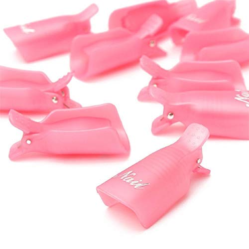 HiMo 10-Piece Plastic Acrylic Nail Art Soak Off Clips for UV Gel Polish