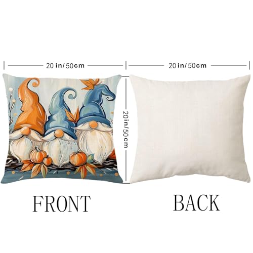 Fall Beach Gnome Pillow Covers 20x20 Inch Set of 4 - Pumpkin Decor