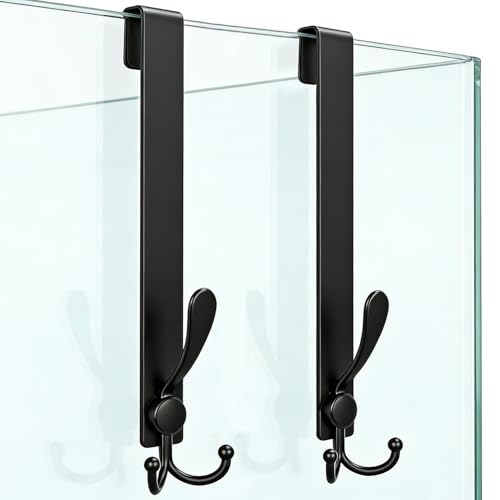 2 Pack Extended Stainless Steel Shower Door Hooks for Frameless Glass