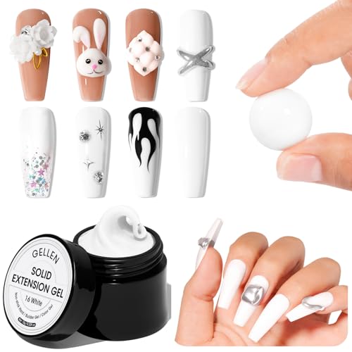 Gellen White Solid Builder Gel for Nails - 15g Non-Sticky 3D Sculpting & Carving Gel