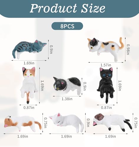 8 Pcs Mini Cat Desk Figurines - Cute Resin Decor for Home & Office