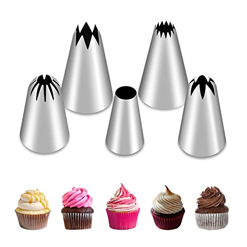 Kaverme 5-Piece Large Stainless Steel Piping Tips Set