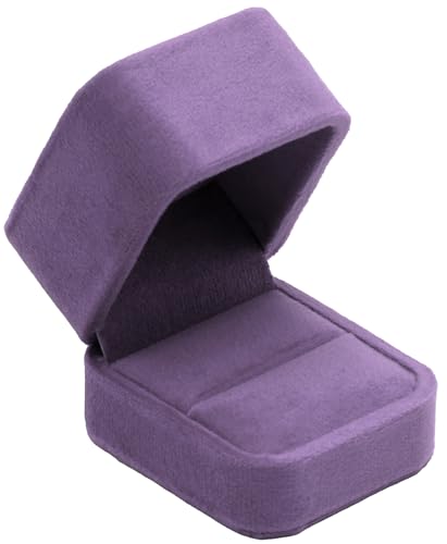 Velvet Ring Box Holder for Engagements & Weddings - Purple