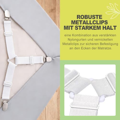 4-Pack Adjustable Bed Sheet Holder Straps - Elastic Corner Fasteners