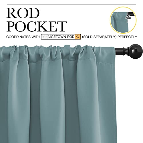 NICETOWN Greyish Blue Blackout Curtains 42" x 63" - 2 Panel Set