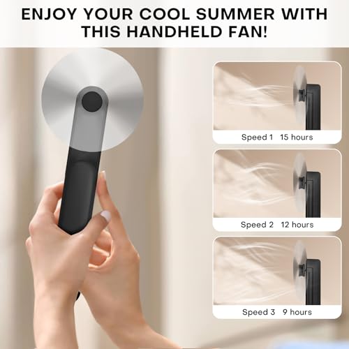 Nezylaf Mini Handheld Fan with Power Bank - Black Portable Fan