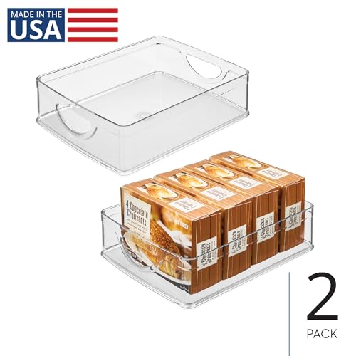 iDesign Stackable Pantry Bins, Clear Plastic Storage Organizers - Set of 2