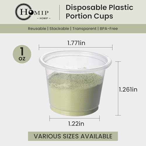 HOMIP 200-Pack 1oz Plastic Portion Cups for Sauces & Condiments