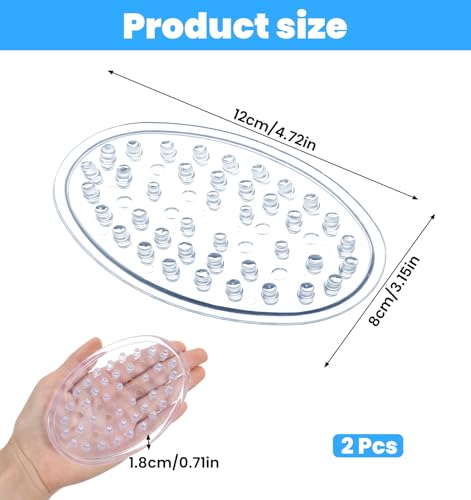 2-Pack Silicone Soap Holder, Non-Slip Clear Oval Soap Dish for Shower