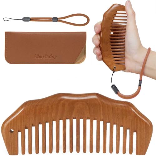 Wooden Labor Comb with Wrist Strap Peachwood Birthing Comb