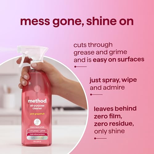 Method All-Purpose Cleaner Spray Pink Grapefruit - 28 fl oz Pack of 4 | Multi-Surface Household Cleaner