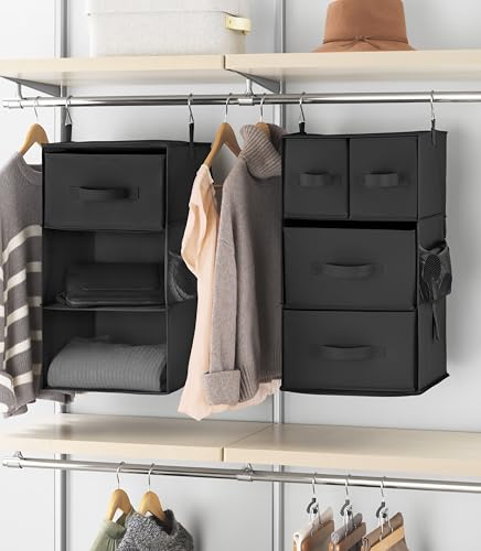 Whitmor Black 5-Tier Hanging Closet Organizer with Drawers