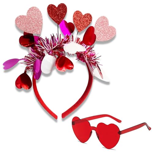 Valentine Red Glitter Heart Headband for Women Romantic Party Hair Accessory