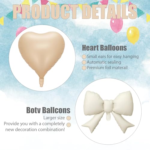 Elegant Cream Heart Balloon Set - 12-Piece for Weddings & Parties