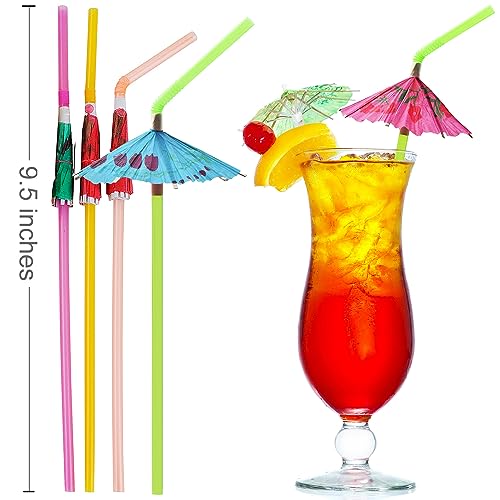 ALINK 100 Pcs Colorful Umbrella Drink Straws for Cocktails