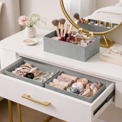 DIMJ Drawer Organizer Set of 3 - Grey Underwear & Clothing Storage