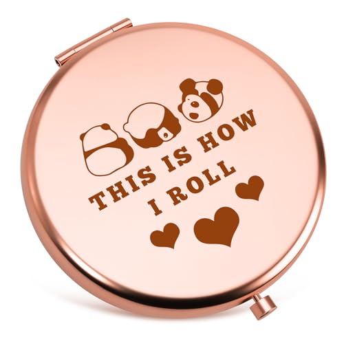 Panda Compact Mirror - Rose Gold Folding Makeup Mirror for Women
