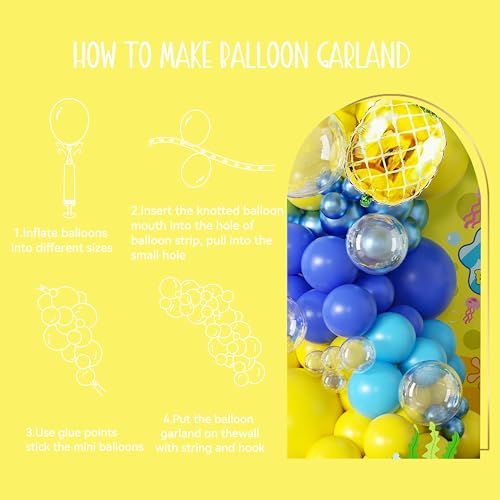 Lazy Time Ocean Cartoon Balloon Arch Kit 101Pcs Yellow Blue Pineapple Party Decor - Sponge Variation