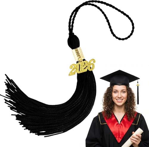 2026 Graduation Tassel with Gold Charm - Black Cap Decoration