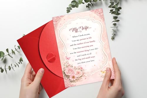 Romantic Mother's Day Card for Wife - Elegant Floral Design 5x7
