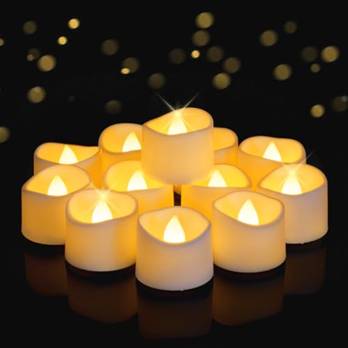 Raycare 24 Pack Battery Operated Tea Lights - Flickering Amber Glow