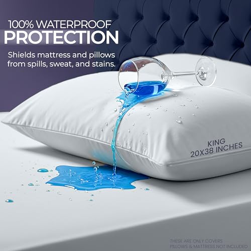 King Size Waterproof Mattress Protector Set with 2 Pillow Cases