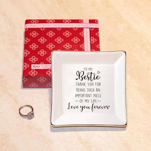 To My Bestie Ceramic Jewelry Dish - Square Trinket Tray for Jewelry