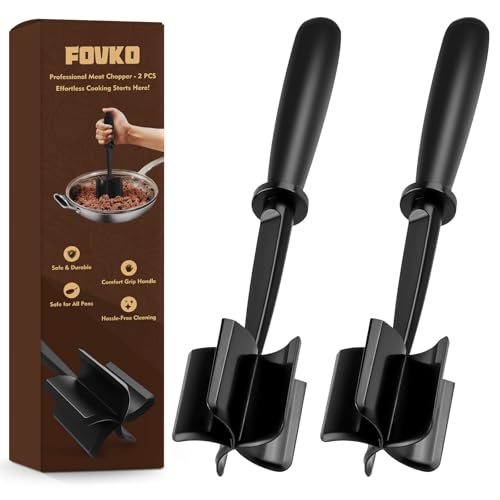 2-Pack Heat-Resistant Meat Masher with 5 Curved Blades