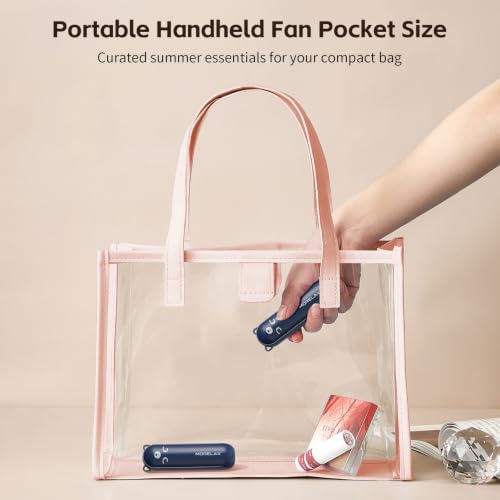 Morelax Portable Handheld Fan - Navy Blue Foldable USB Mini Fan with Power Bank