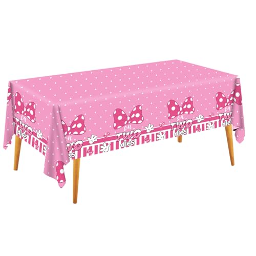 Cartoon Pink Bow Mouse Tablecloth - 3 Pack, 54x108 Inch for Birthday Parties