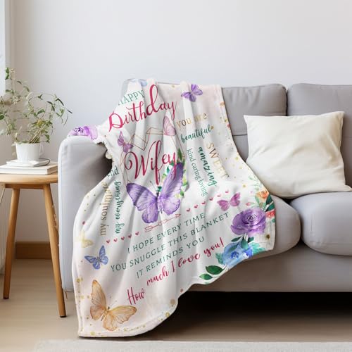Unique Birthday Gift Blanket for Wife - 60" x 50" Flannel