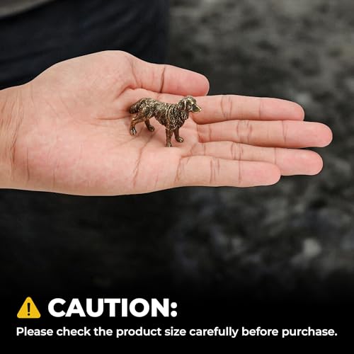 Solid Brass Mini Golden Retriever Dog Figurine – 1.85" Retro Animal Statue