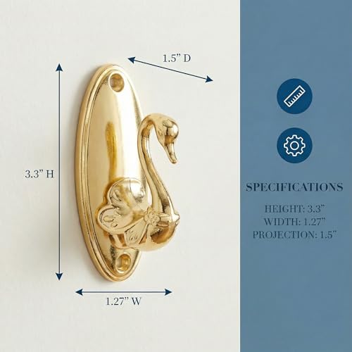 Elegant Swan Design Curtain Tiebacks - Brass Holdbacks for Windows