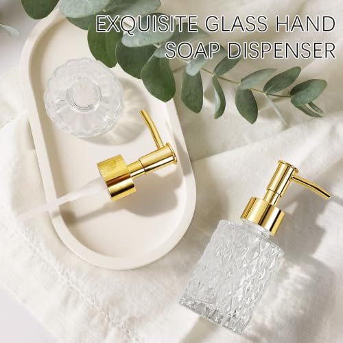 Transparent Glass Soap Dispenser with Gold Pump - 168ml