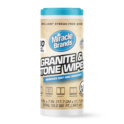 MiracleWipes Granite & Stone Cleaner - 30 Count Pack for Kitchen & Bathroom