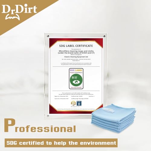 DrDirt Microfiber Glass Cleaning Cloths - 5 Pack, Lint-Free