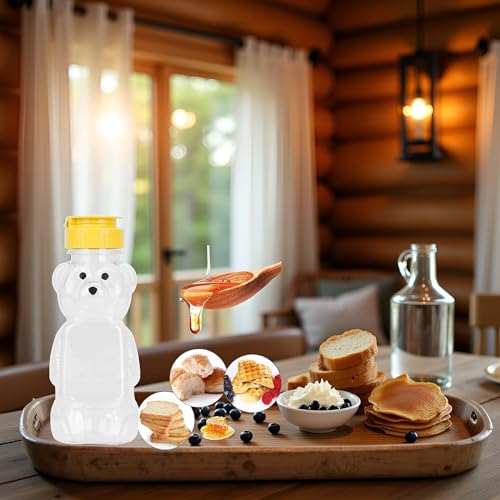 8 oz Plastic Bear Honey Bottle Squeeze Dispenser with Flip-Top Lid
