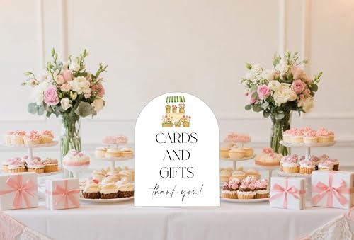 Cards and Gifts Bridal Shower Sign - 6x8 Inch Wooden Table Decor