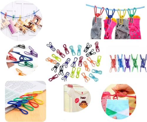 YIKANGHENG 20 Pcs 2-Inch Colorful Metal Chip Clips - Waterproof, Rustproof Bag & Clothes Pins
