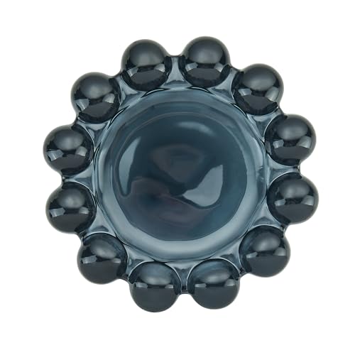 CABDM Black Glass Candle Tray, 5-Inch Modern Bubble Decorative Holder