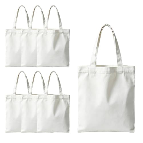 ORJ Blank Sublimation Canvas Tote Bags - 15x16 Inch, Set of 6